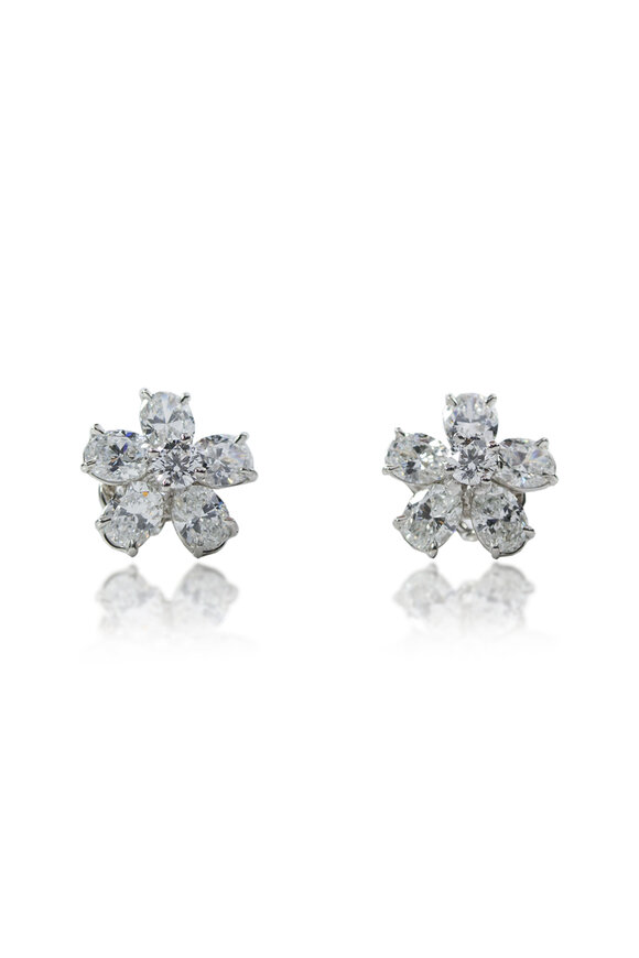 Oscar Heyman Platinum Diamond Flower Studs