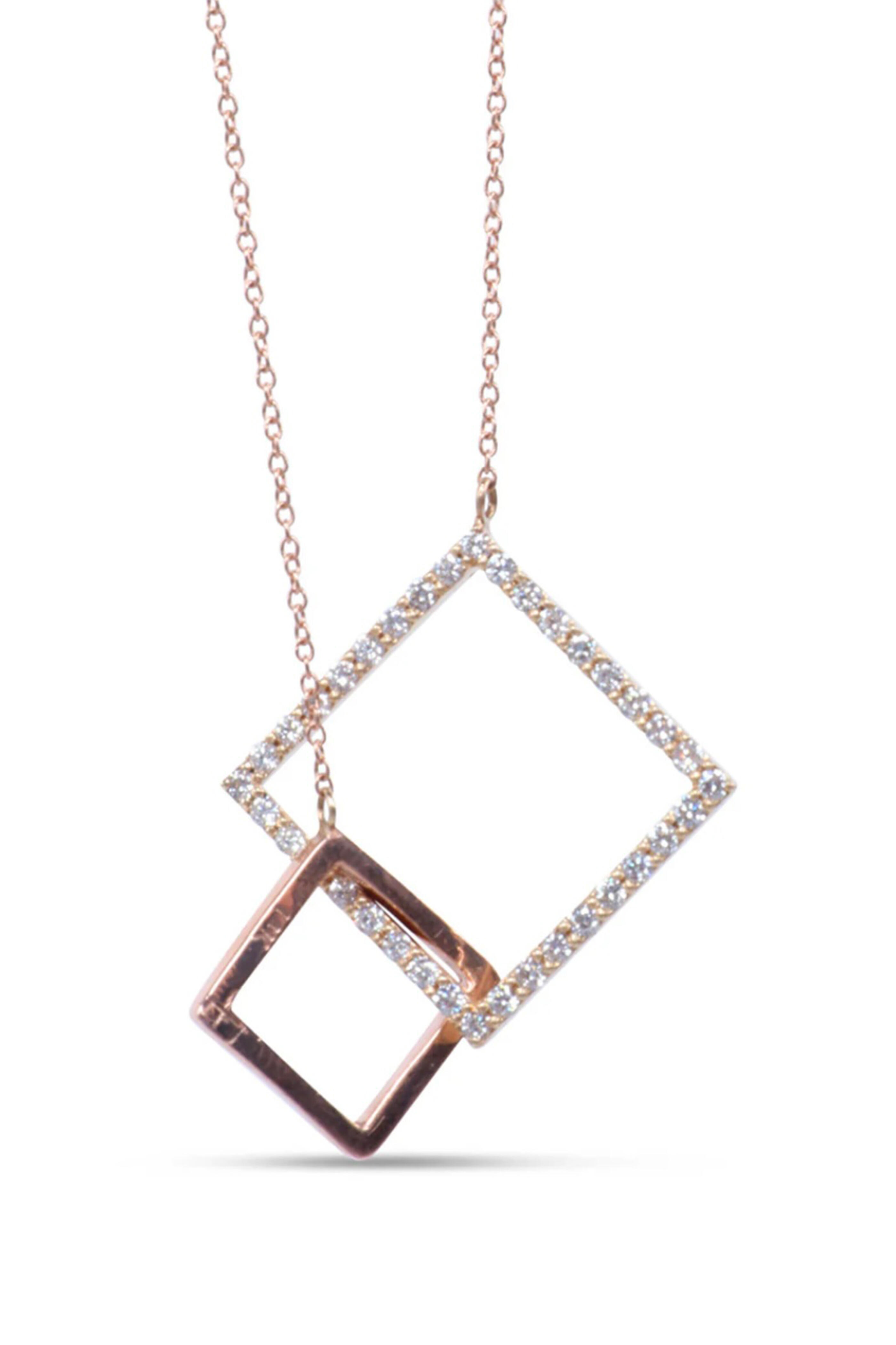 Leslie Paige - 14k Gold Diamond Square Puzzle Necklace