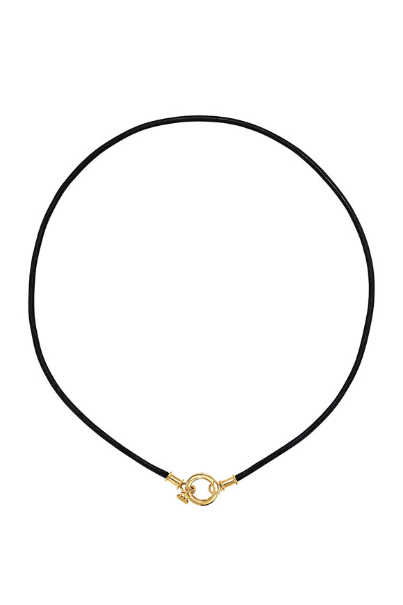 Temple St. Clair 18k Yellow Gold Open Bale Black Leather Cord - view 1