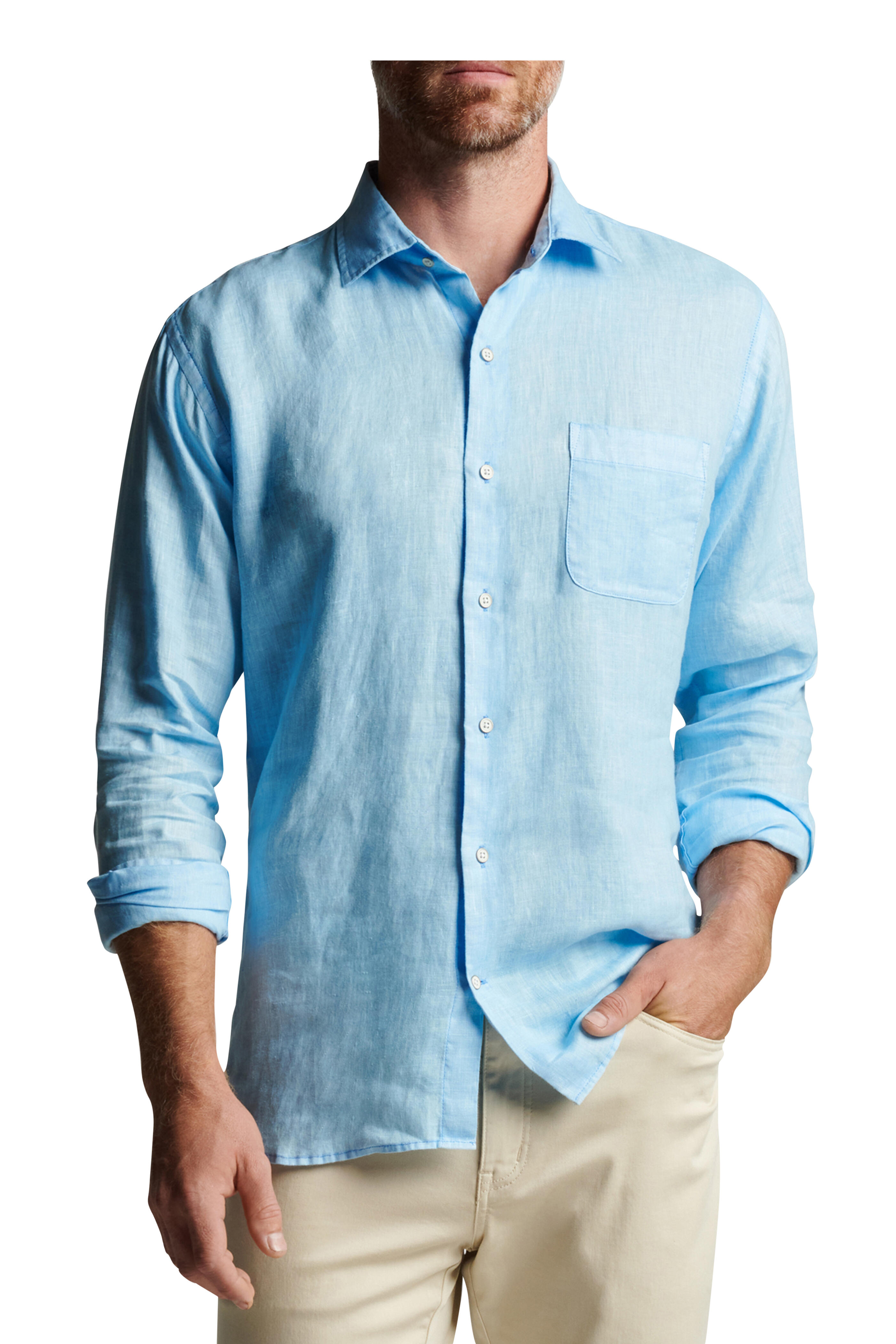 Peter Millar - Coastal Blue Sound Linen Sport Shirt - view 5