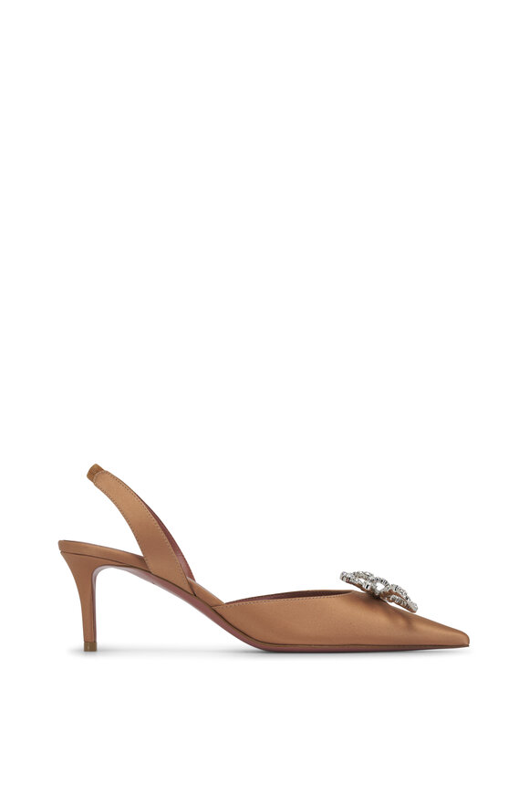 Amina Muaddi - Rosie Latte Satin Slingback, 60mm