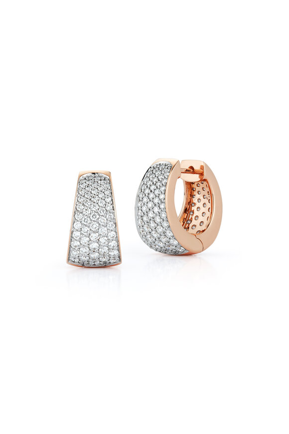 Walters Faith 18k Rose Gold Pave Diamond Tapered Hoop - view 1