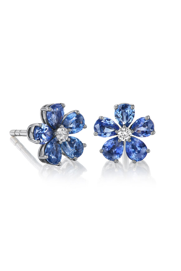 Nam Cho Georgian Rose Sapphire Earrings