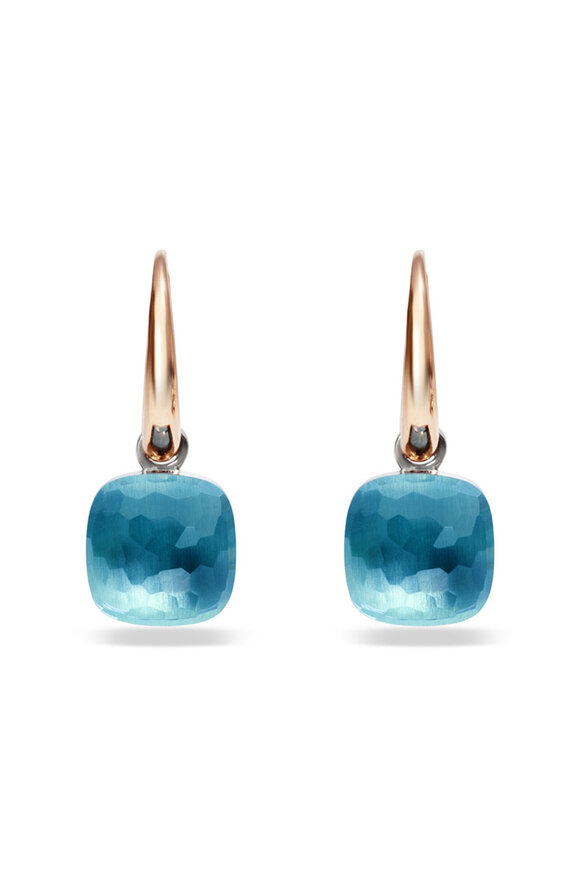 Pomellato 18k Rose Gold Nudo Blue Topaz Dangle Earring - view 1