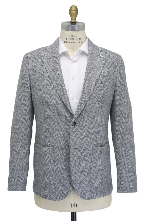 L.B.M. 1911 - Herringbone Boucle Light Grey Sportcoat