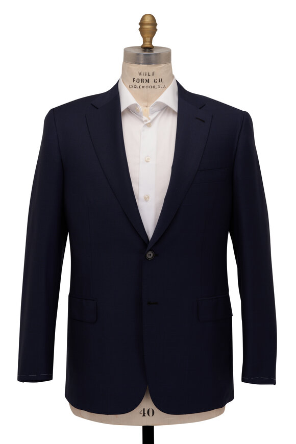 Brioni - Navy Blue Subtle Plaid Wool Suit