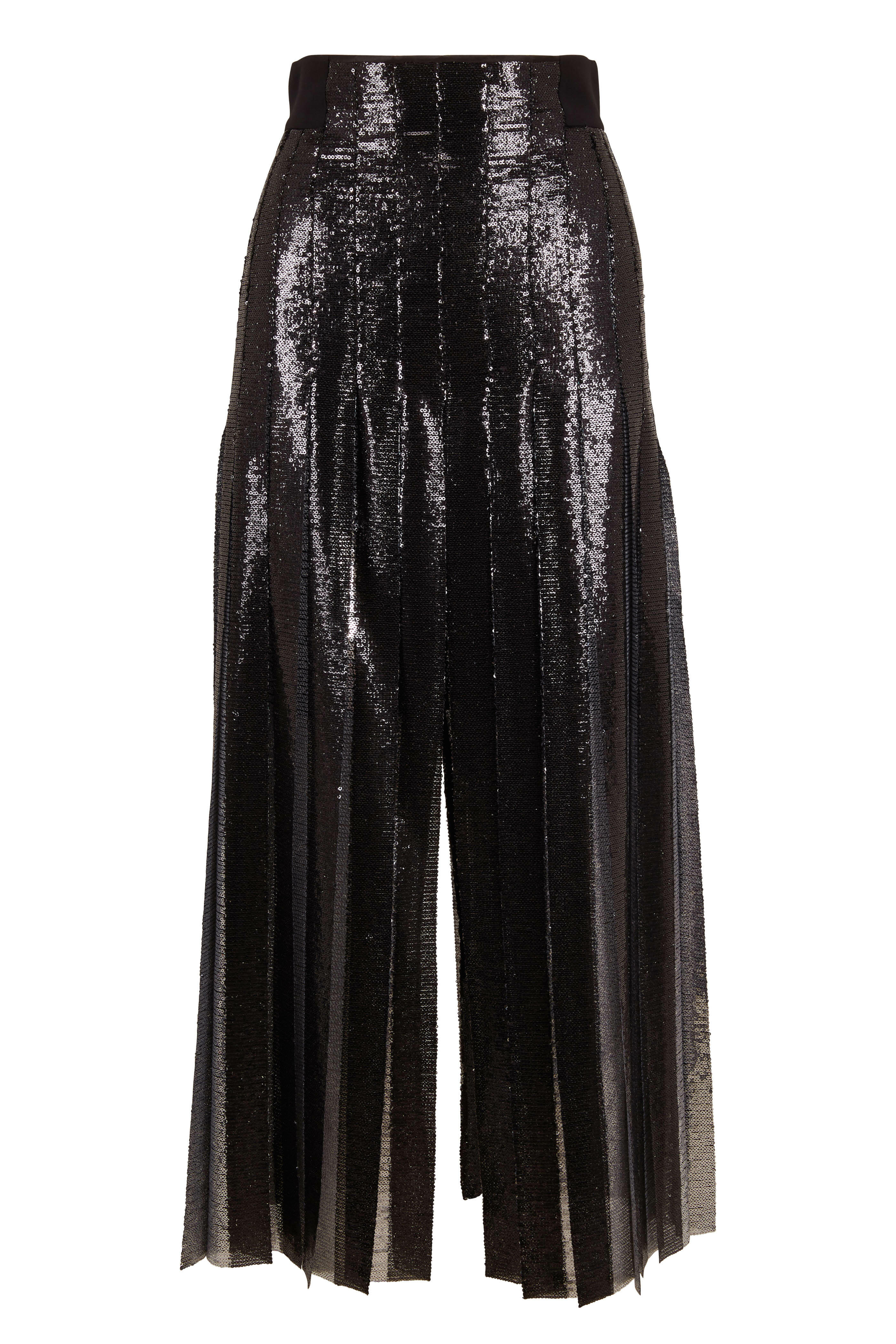 Akris Black Silver All Over Sequin Pleated Skirt