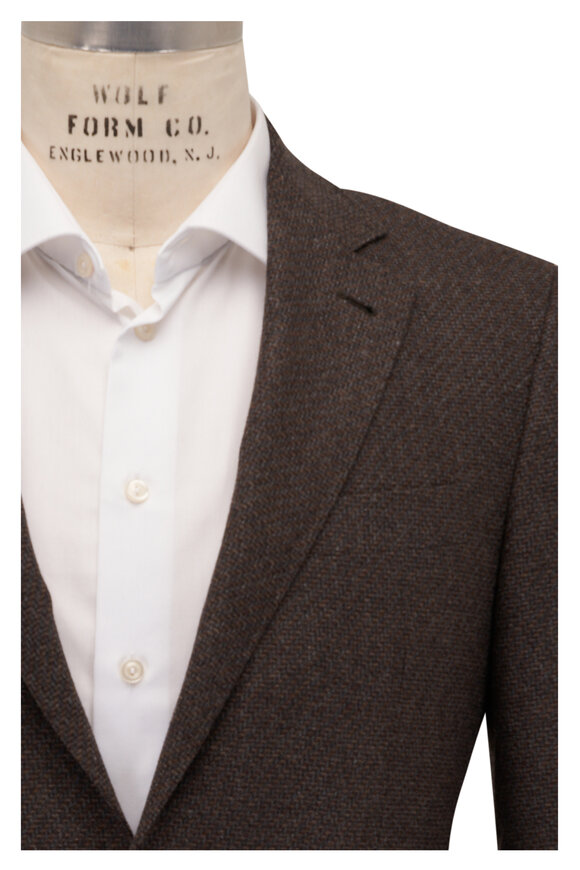 Canali - Kei Brown, Rust & Gray Stepweave Wool Sportcoat 