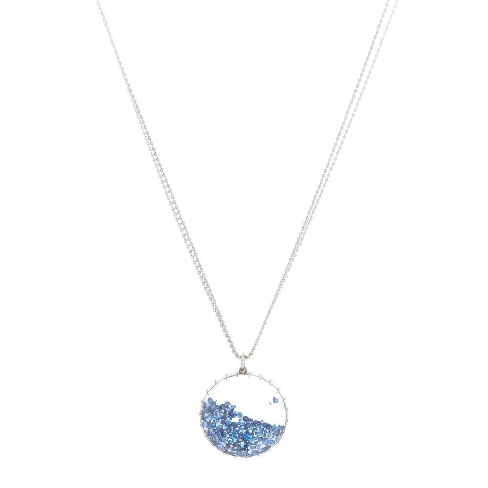 Renee Lewis - White Gold Antique Blue Sapphire Shake Necklace