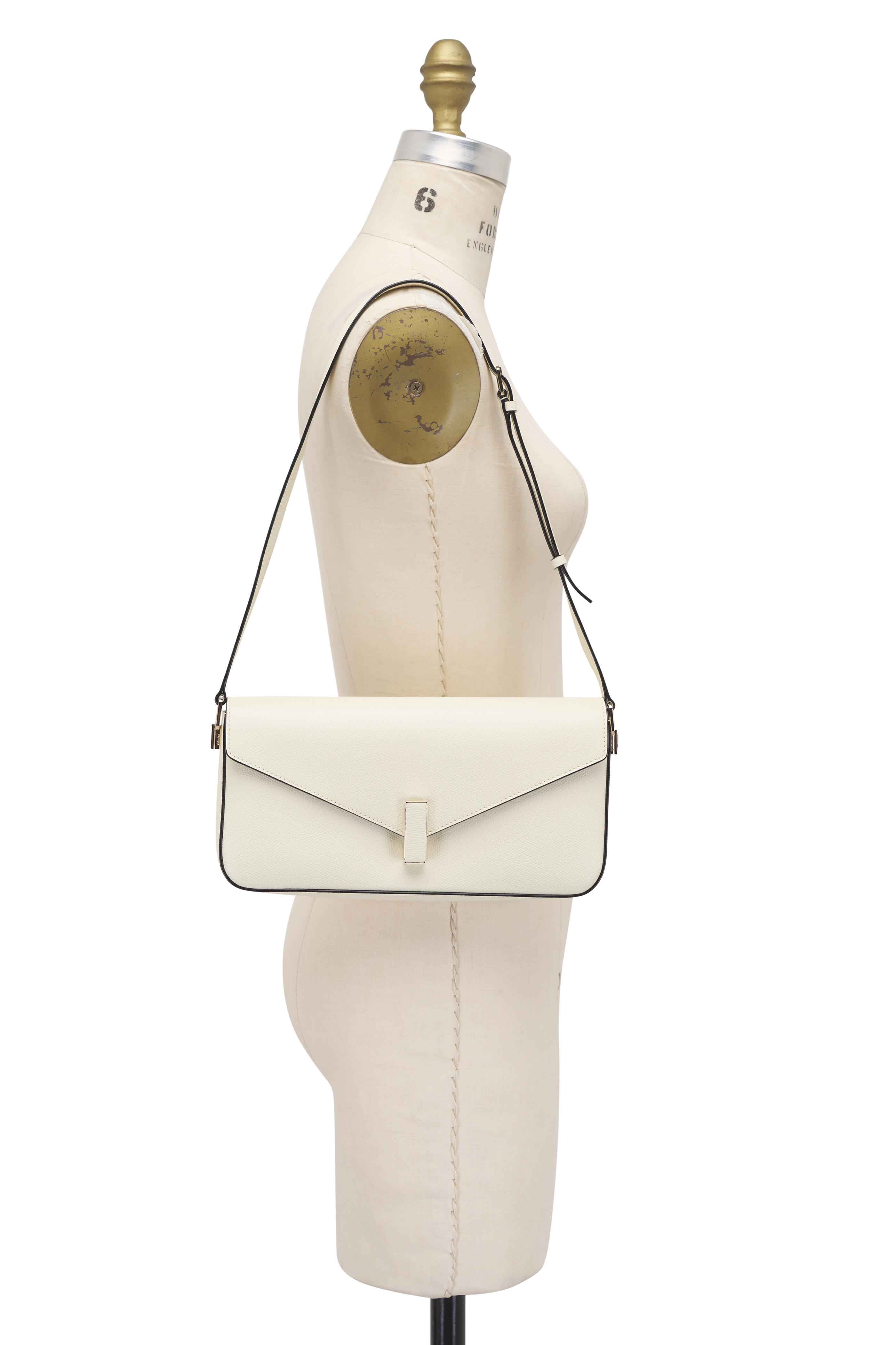 Valextra - Iside Pergamena White Leather Shoulder Bag