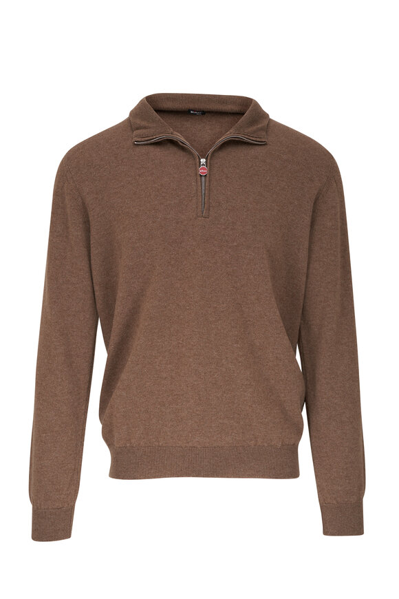 Kiton - Tan Cashmere Quarter Zip Pullover 