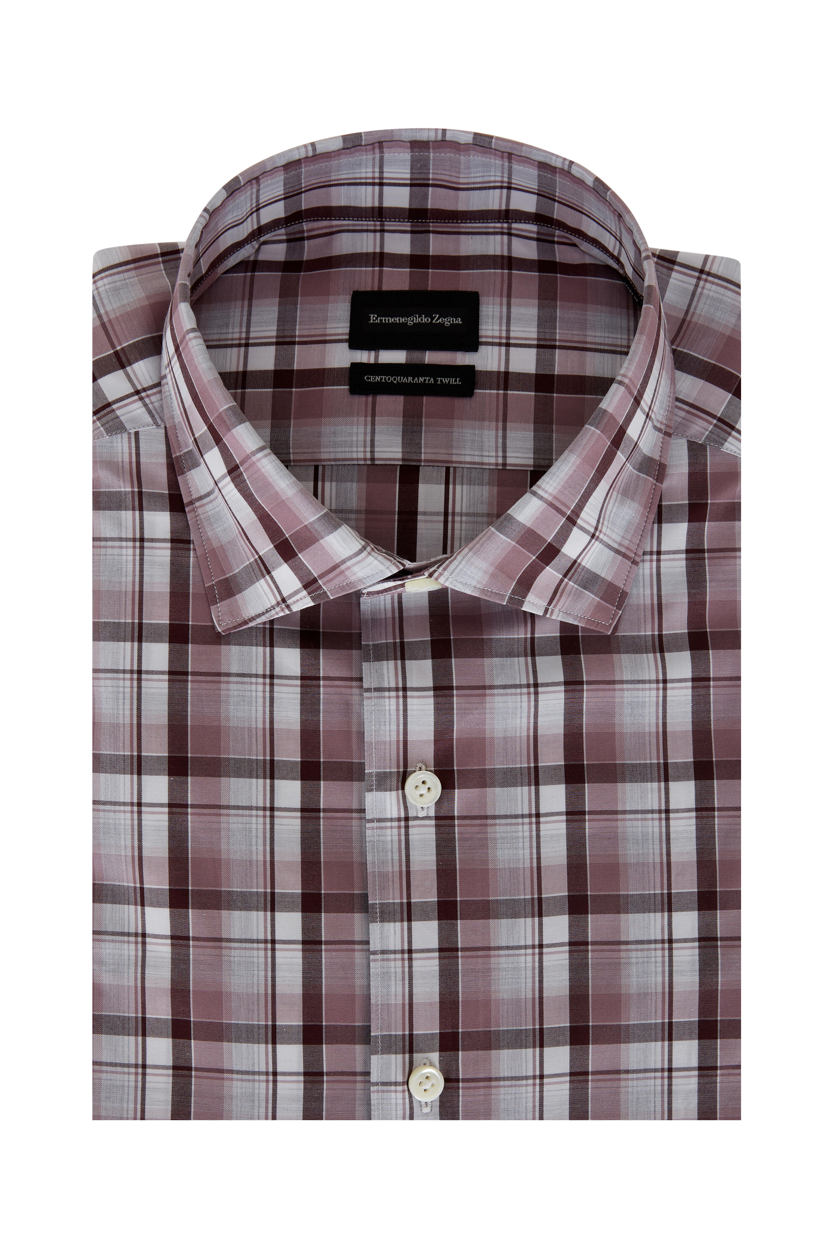 Zegna - Pink Plaid Cotton Sport Shirt