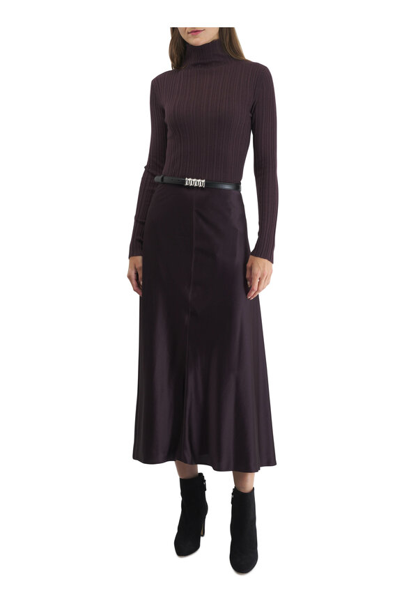 Agnona - Chinotto Brown Bias Silk Skirt 