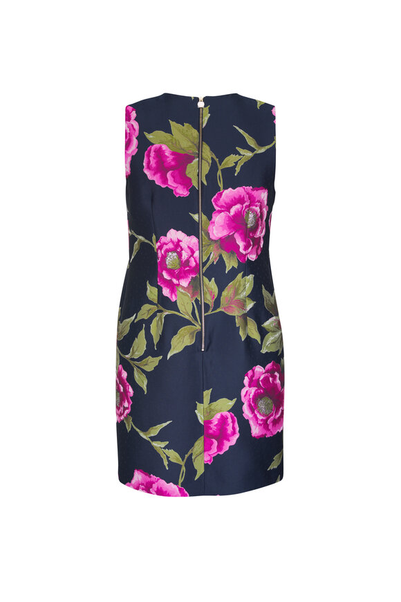 Carolina Herrera Multicolor Peony Print Jacquard Shift Dress - view 5