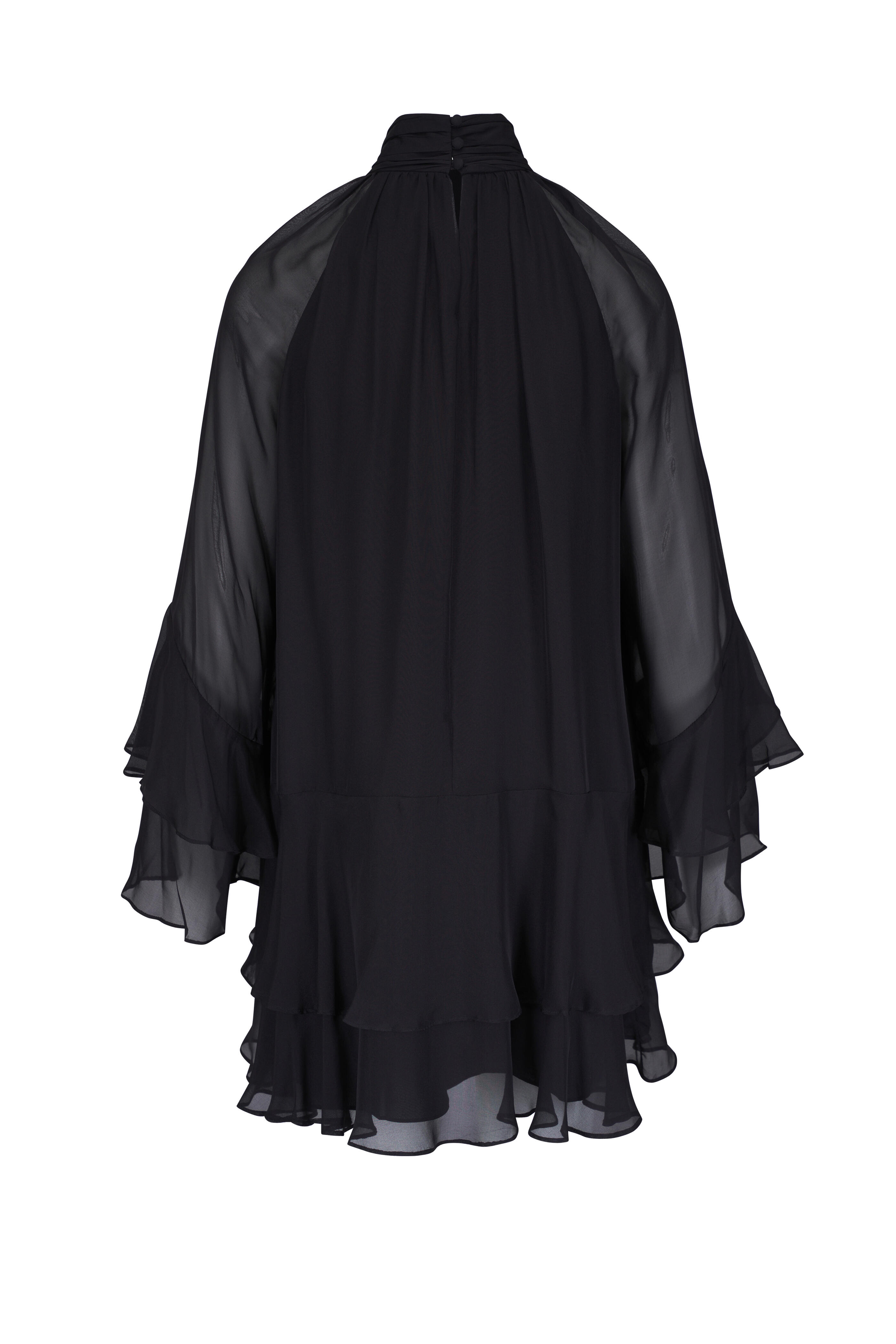 Veronica Beard - Adlington Black Ruffle Silk Mini Dress
