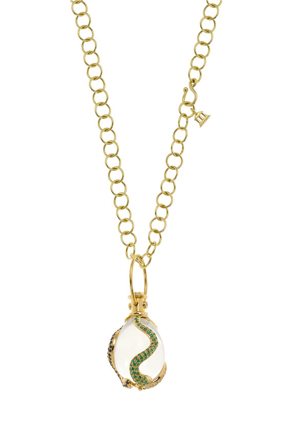 Temple St. Clair - Yellow Gold Crystal Serpent Amulet Pendant