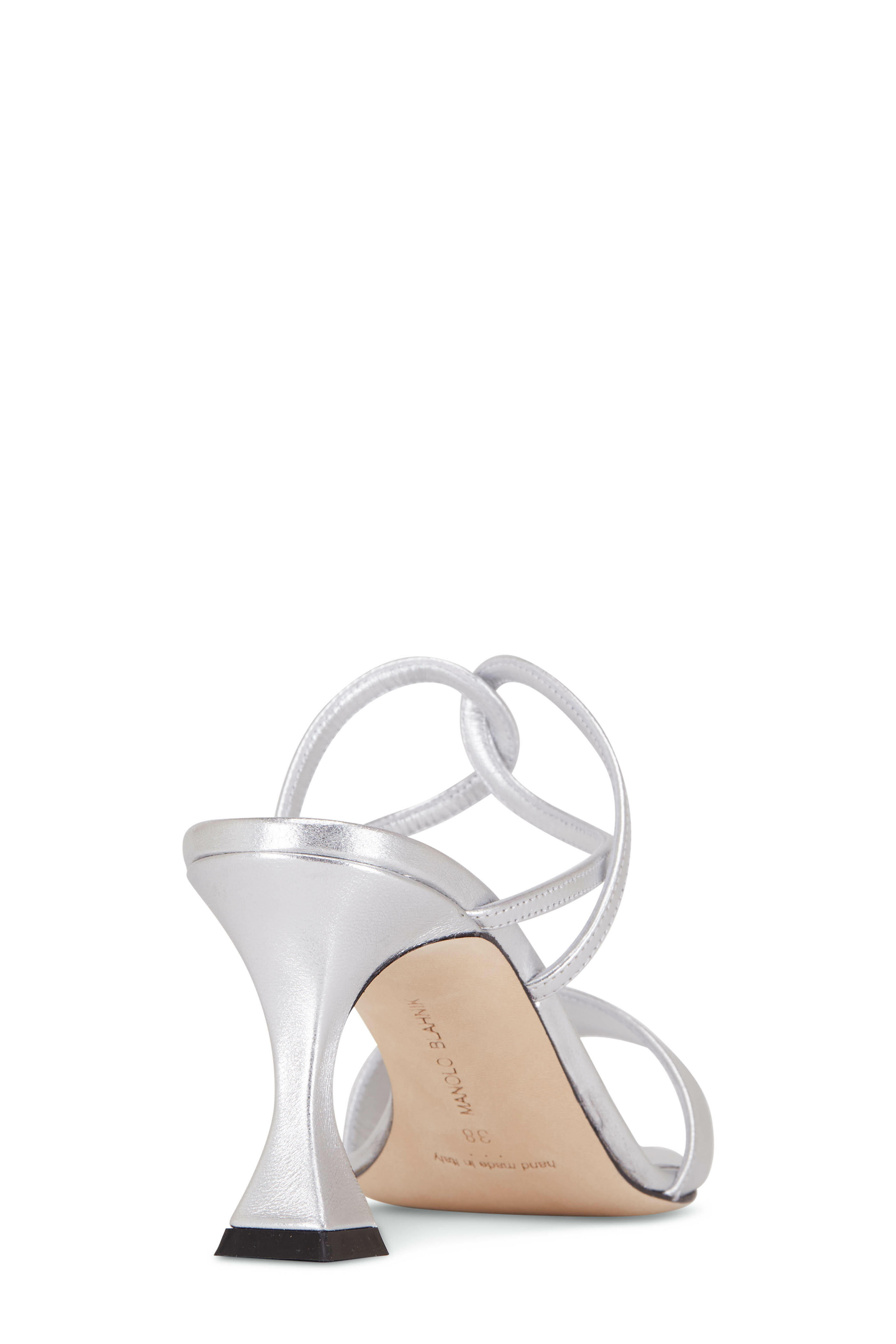 Manolo Blahnik - Golvona Silver Leather Mule, 70mm