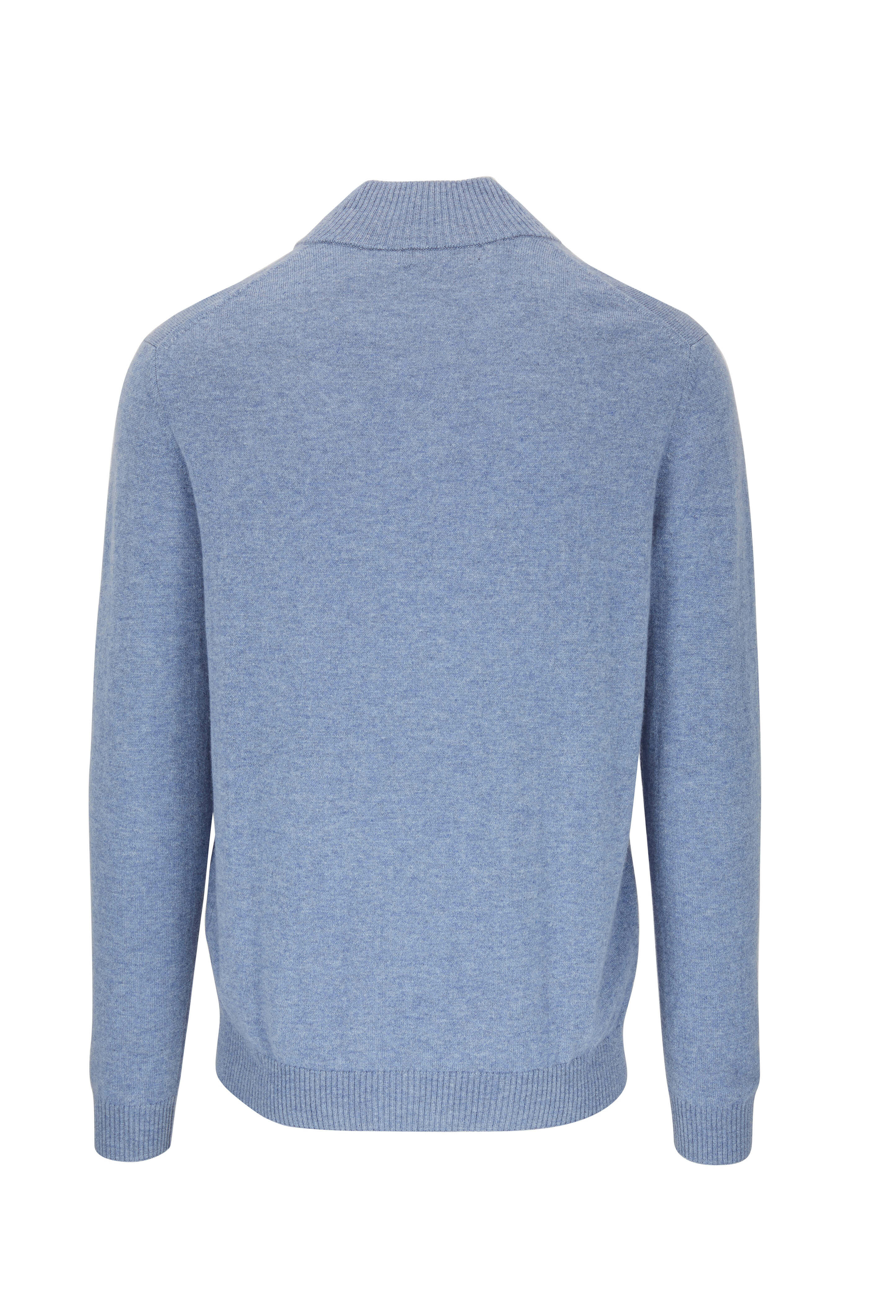 Kinross - Washed Blue Cashmere Quarter-Zip Pullover