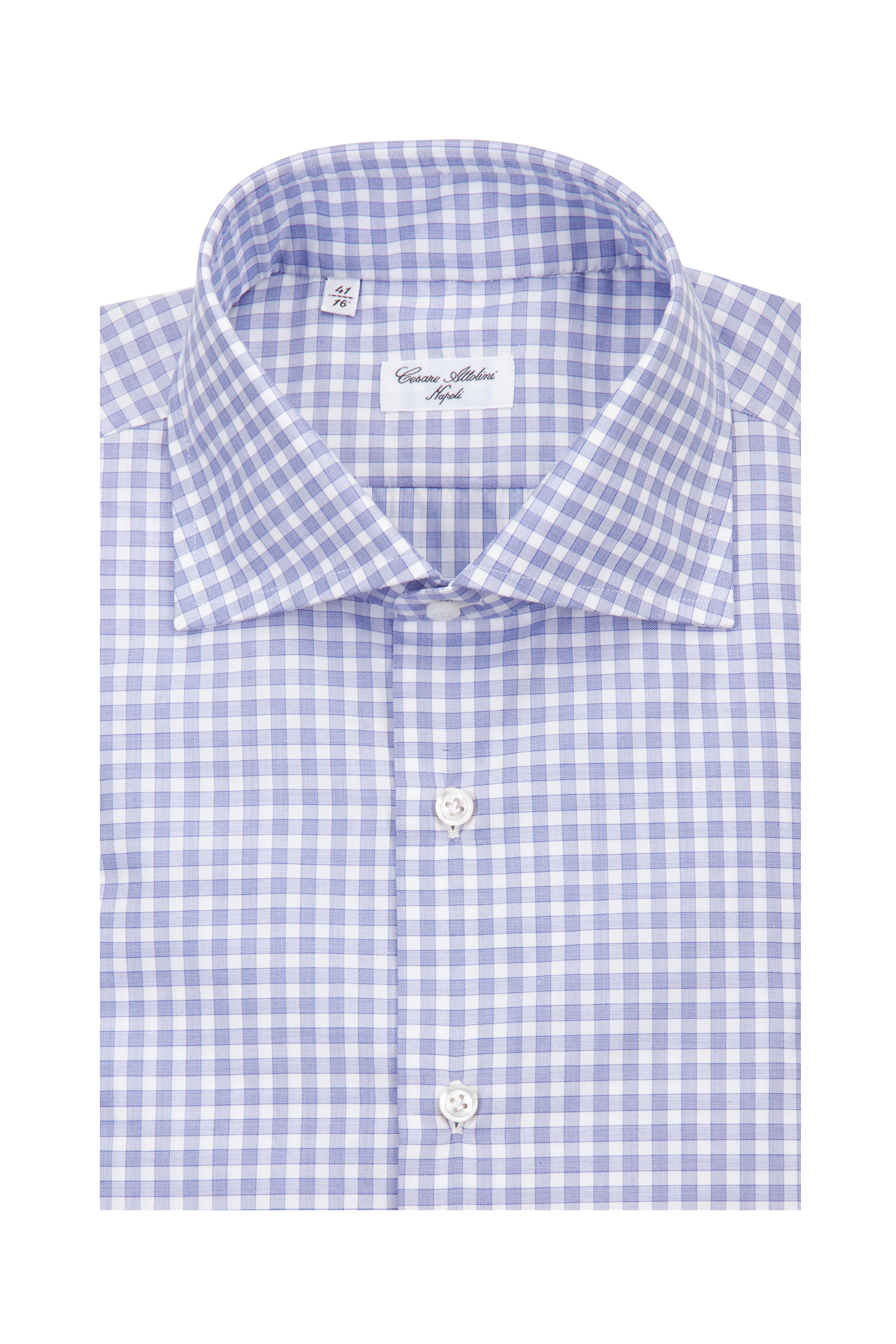 Cesare Attolini - Blue & White Check Sport Shirt - view 1