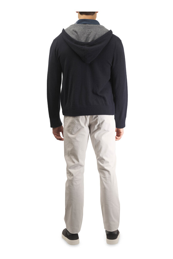 Vince Coastal Blue Cashmere Front Zip Hoodie - view 4