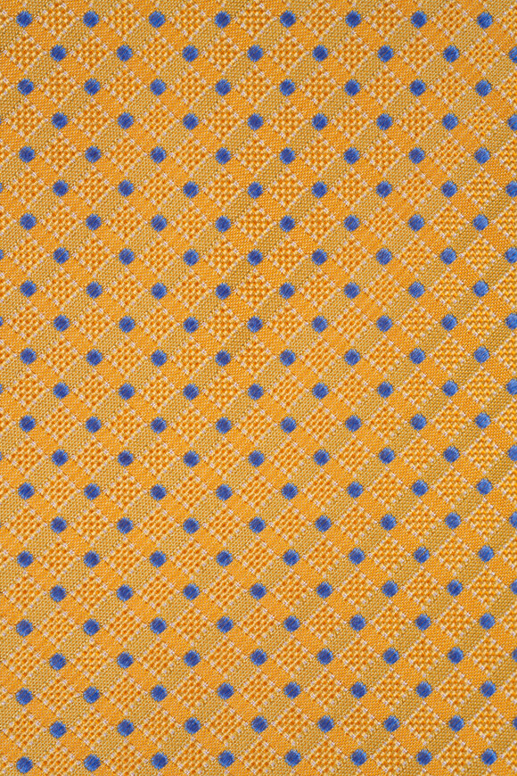 Eton Yellow Micro Geometric Woven Silk Necktie - view 2