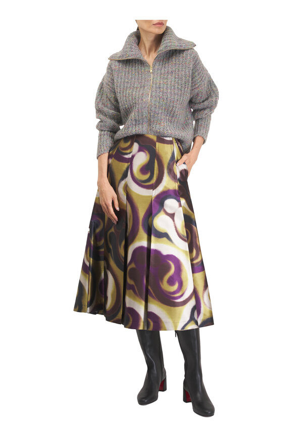 Odeeh Yellow & Purple Blurred Paisley Print Maxi Skirt - view 2