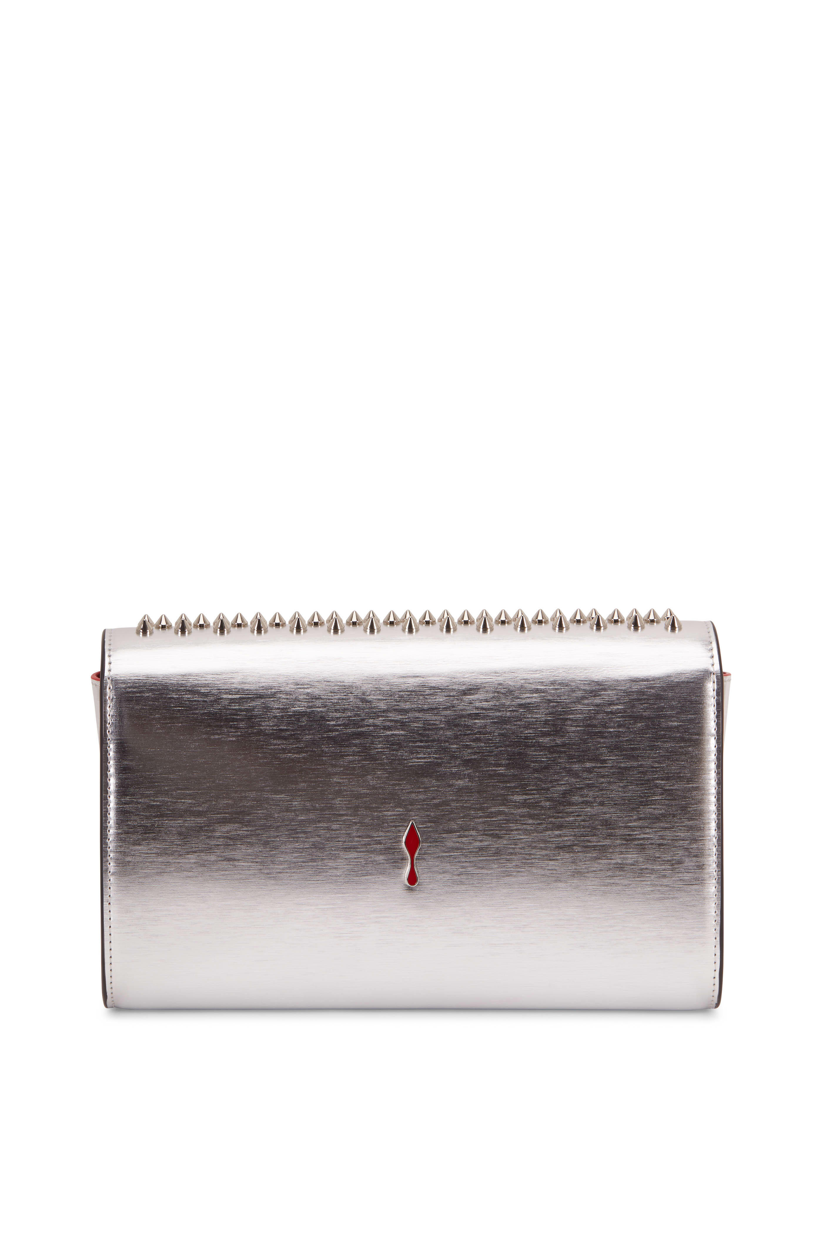 Christian Louboutin - Paloma Metallic Silver Spiked Clutch