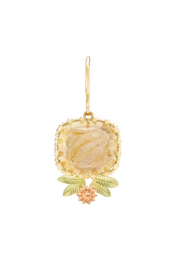 Mellerio 18k Gold Rutilated Quartz Single Earring