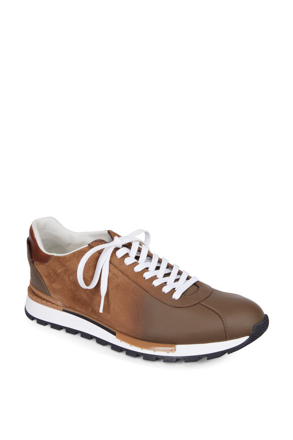 Berluti  On Track Torino Taupe Calfskin Suede Sneaker