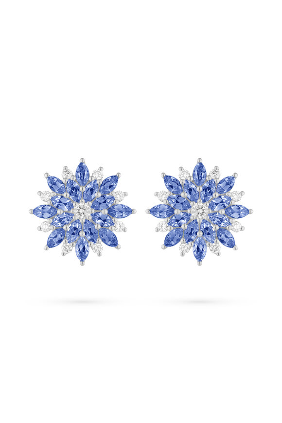 Paul Morelli 18k White Gold Sapphire & Diamond Dahlia Stud - view 1