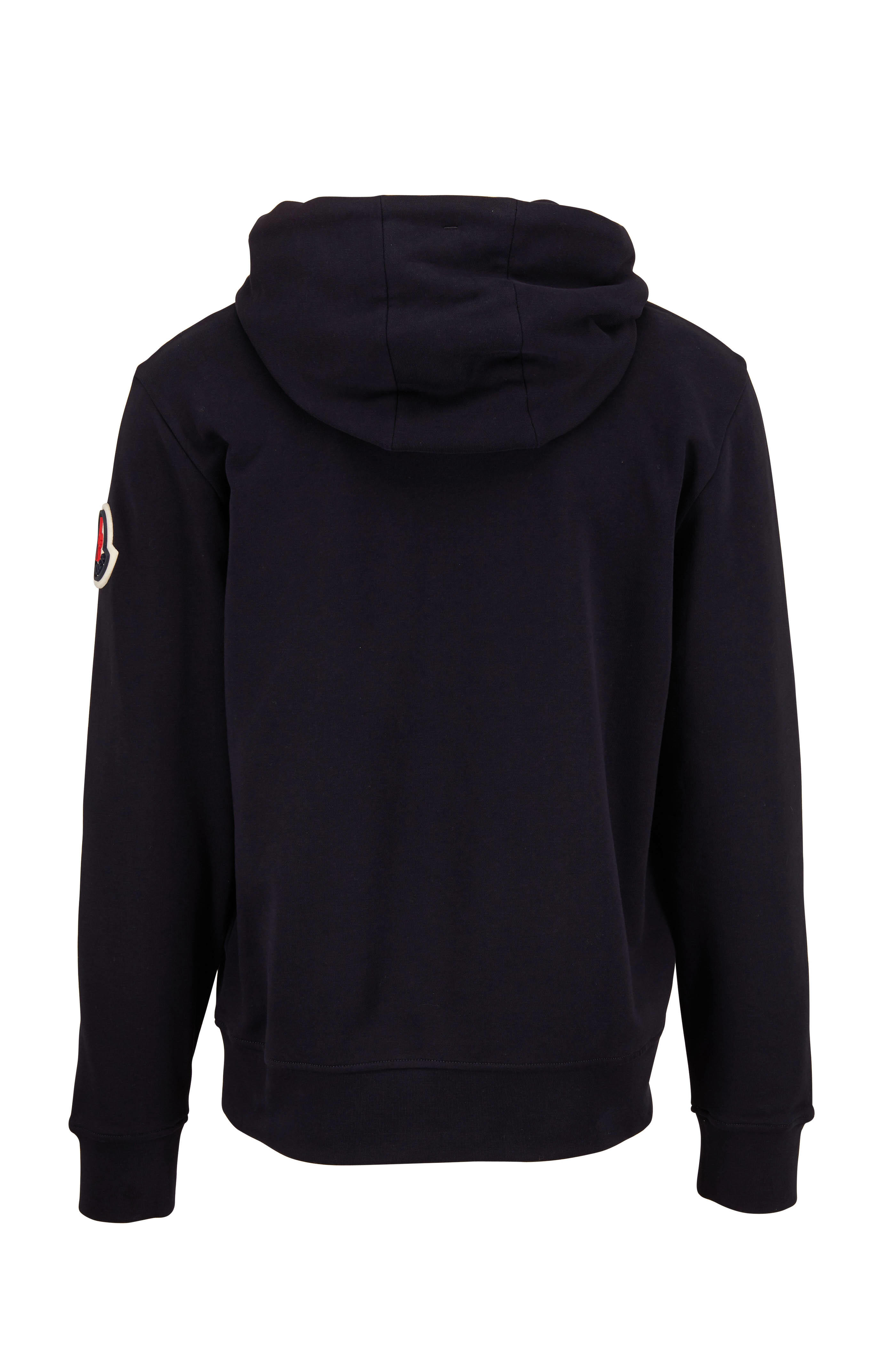 Moncler - Navy Blue Knit Logo Pullover Hoodie | Mitchell Stores