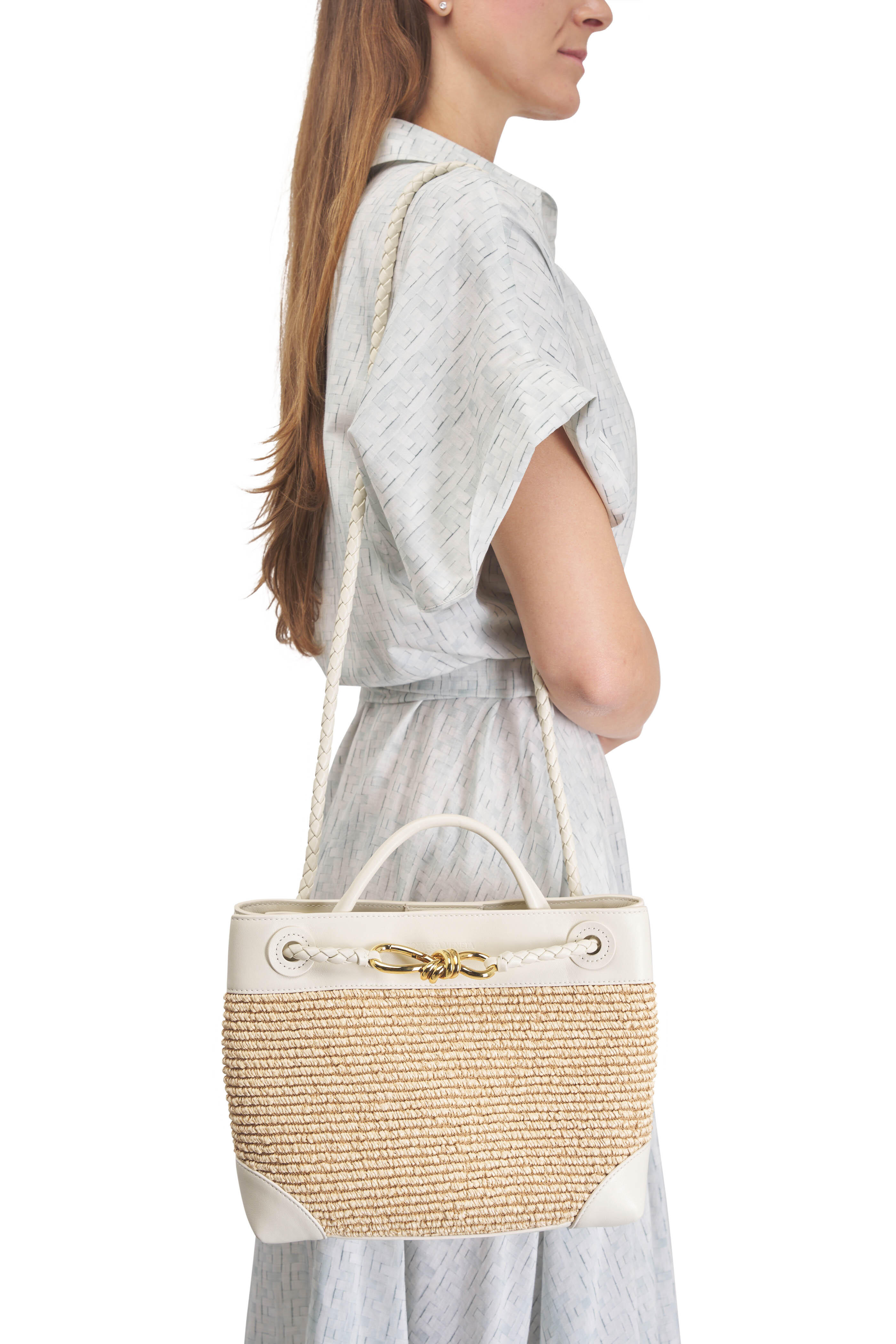 Bottega Veneta - Small Andiamo Sea Salt & Natural Raffia Bag