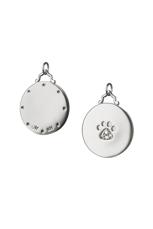 Monica Rich Kosann Sterling Silver White Sapphire Paw Print Disc