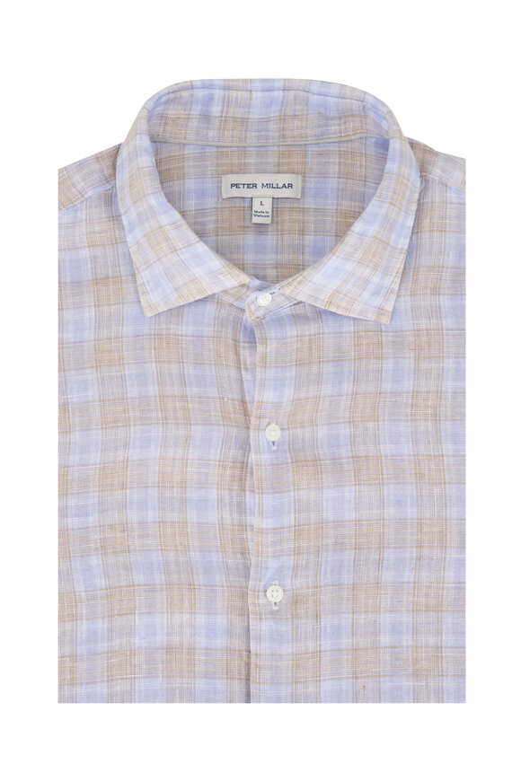 Peter Millar Milo Cloudy Blue Linen Sport Shirt