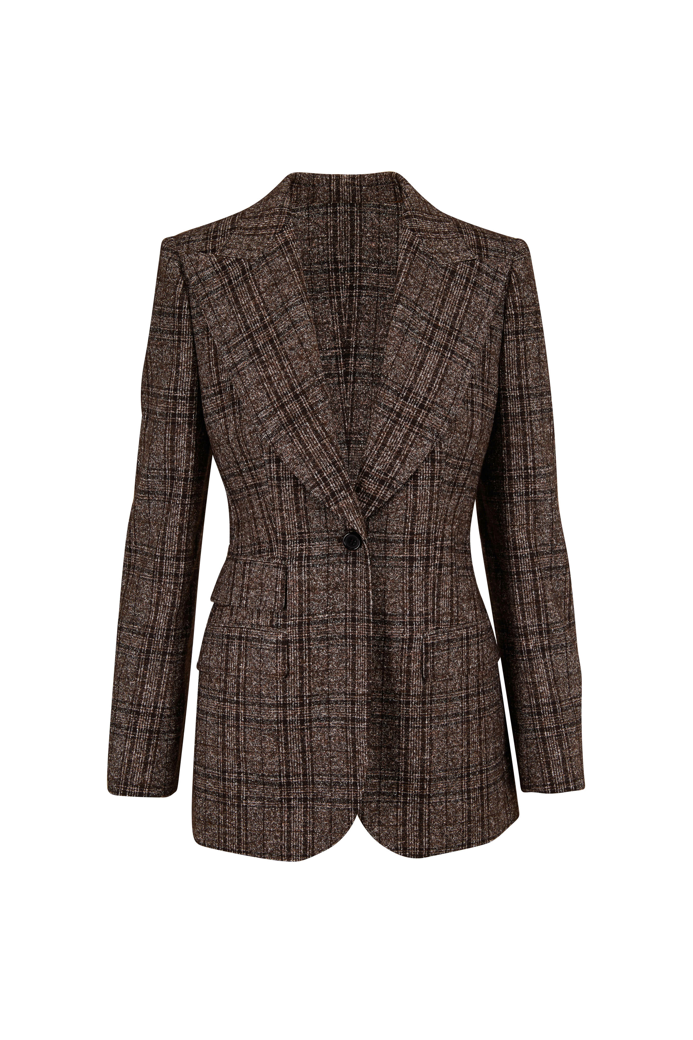 Dolce & Gabbana - Brown Tartan Alpaca Blend Blazer