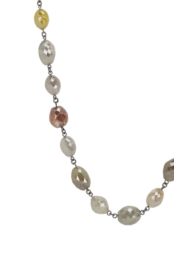 Kai Linz - White Gold Multicolor Diamond Bead Necklace