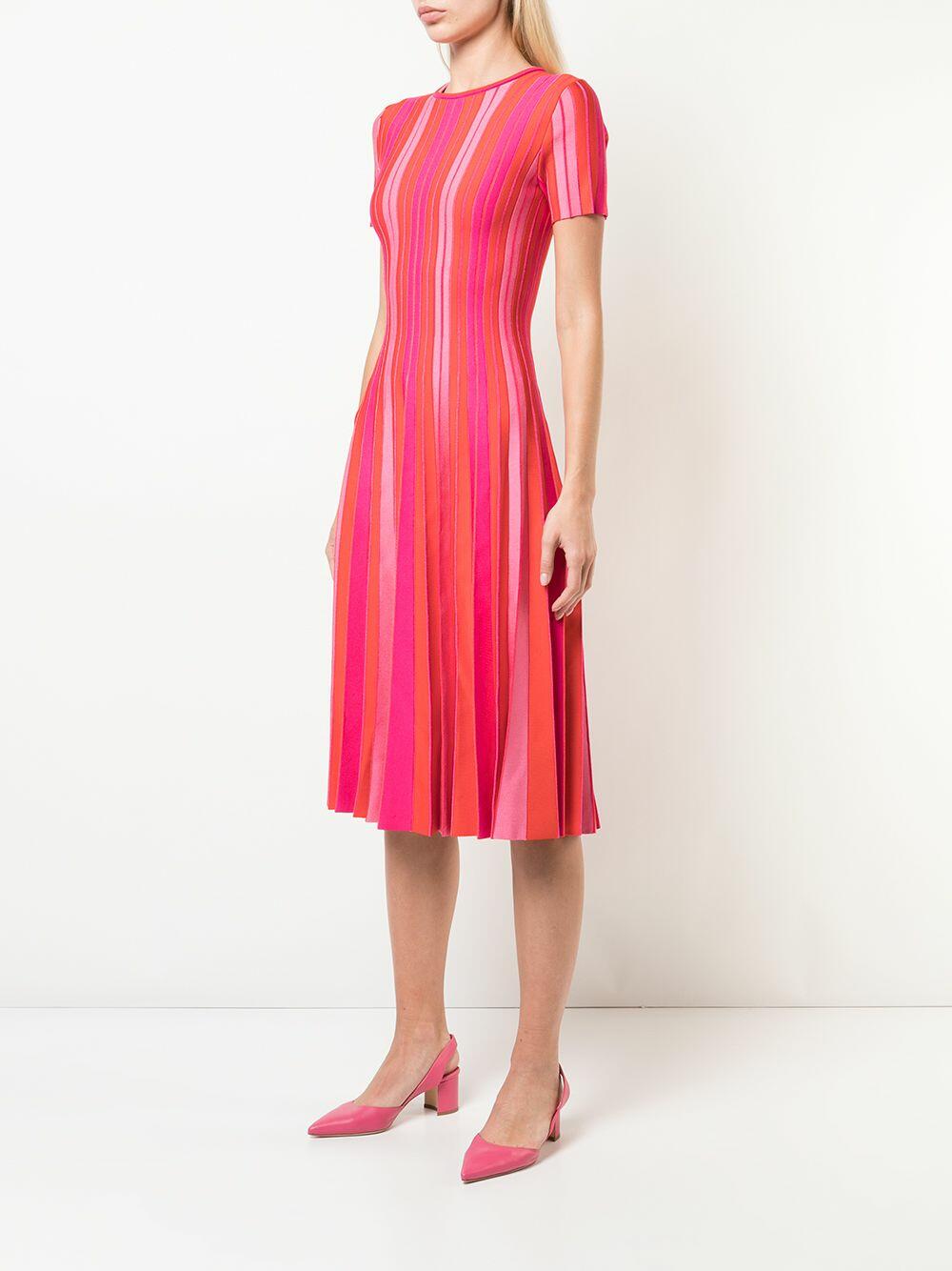 Carolina Herrera - Cayenne Striped Pleated Knit Dress