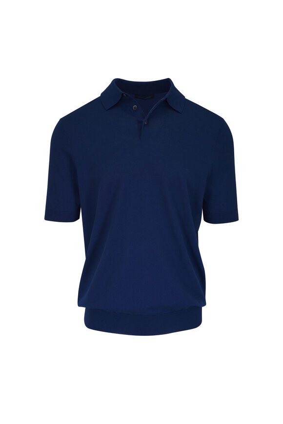 Kiton - Light Blue Zip Polo | Mitchell Stores