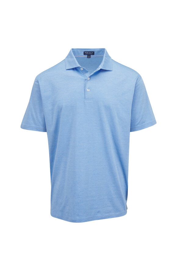 Peter Millar - Light Blue & White Striped Mesh Performance Polo