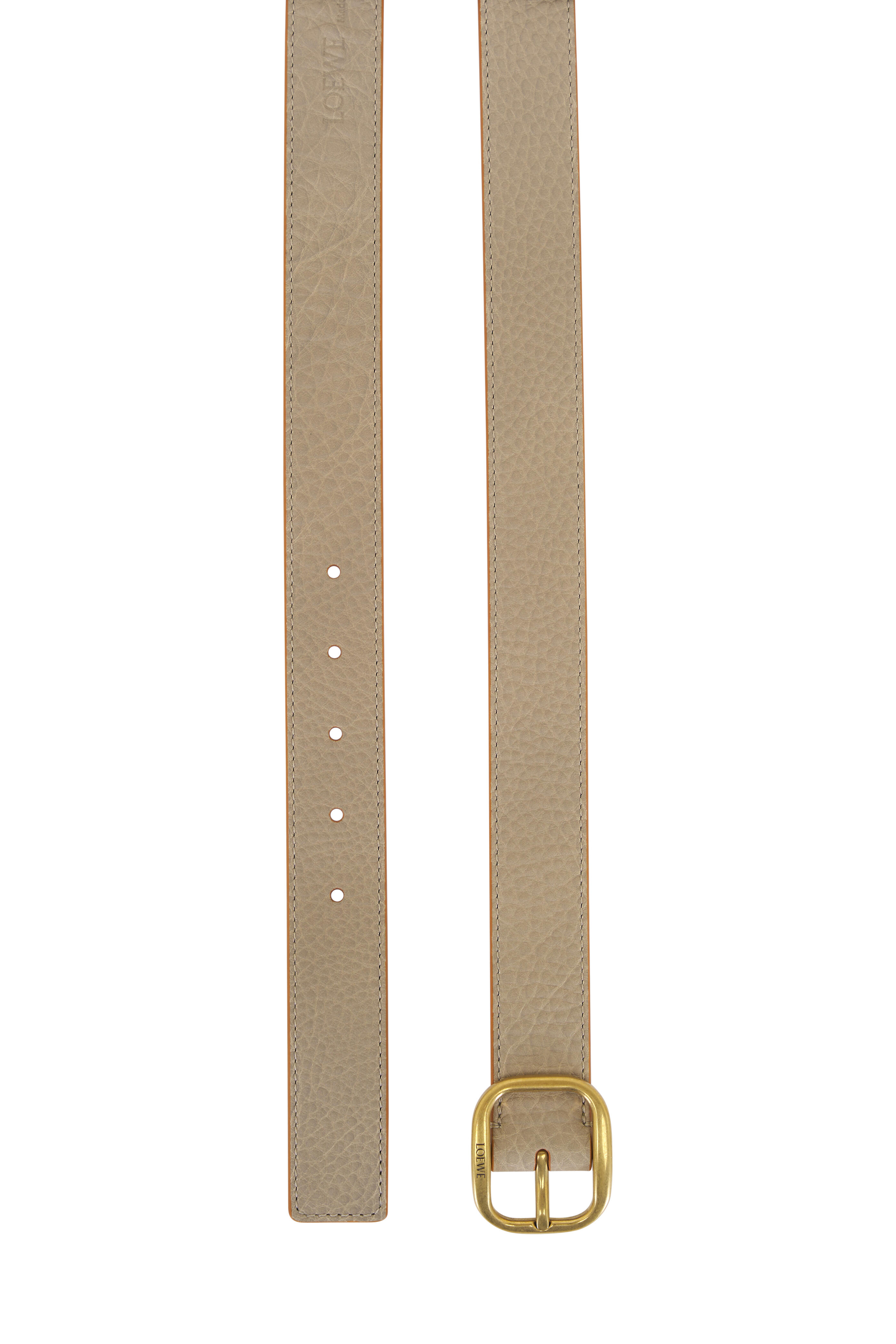 Loewe - Clay & Gold Round Soft Grained Leather Belt