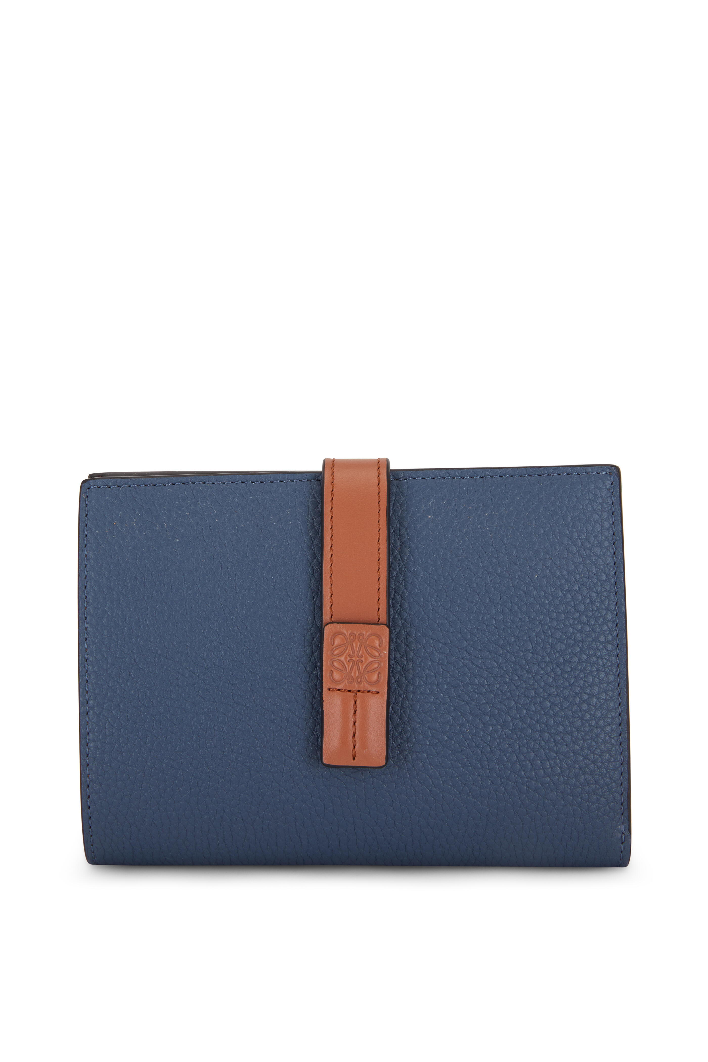 Loewe - Vertical Steel Blue & Tan Medium Wallet | Mitchell Stores