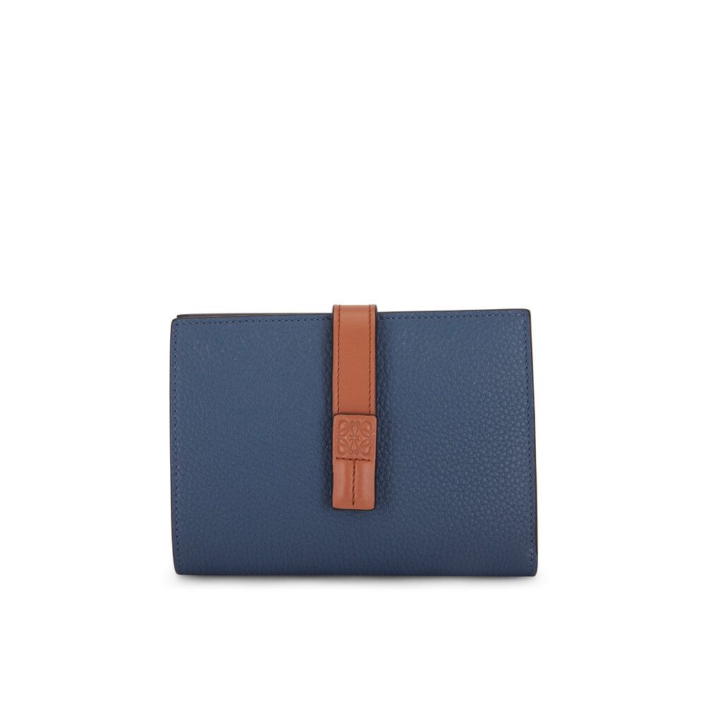 Loewe - Vertical Steel Blue & Tan Medium Wallet | Mitchell