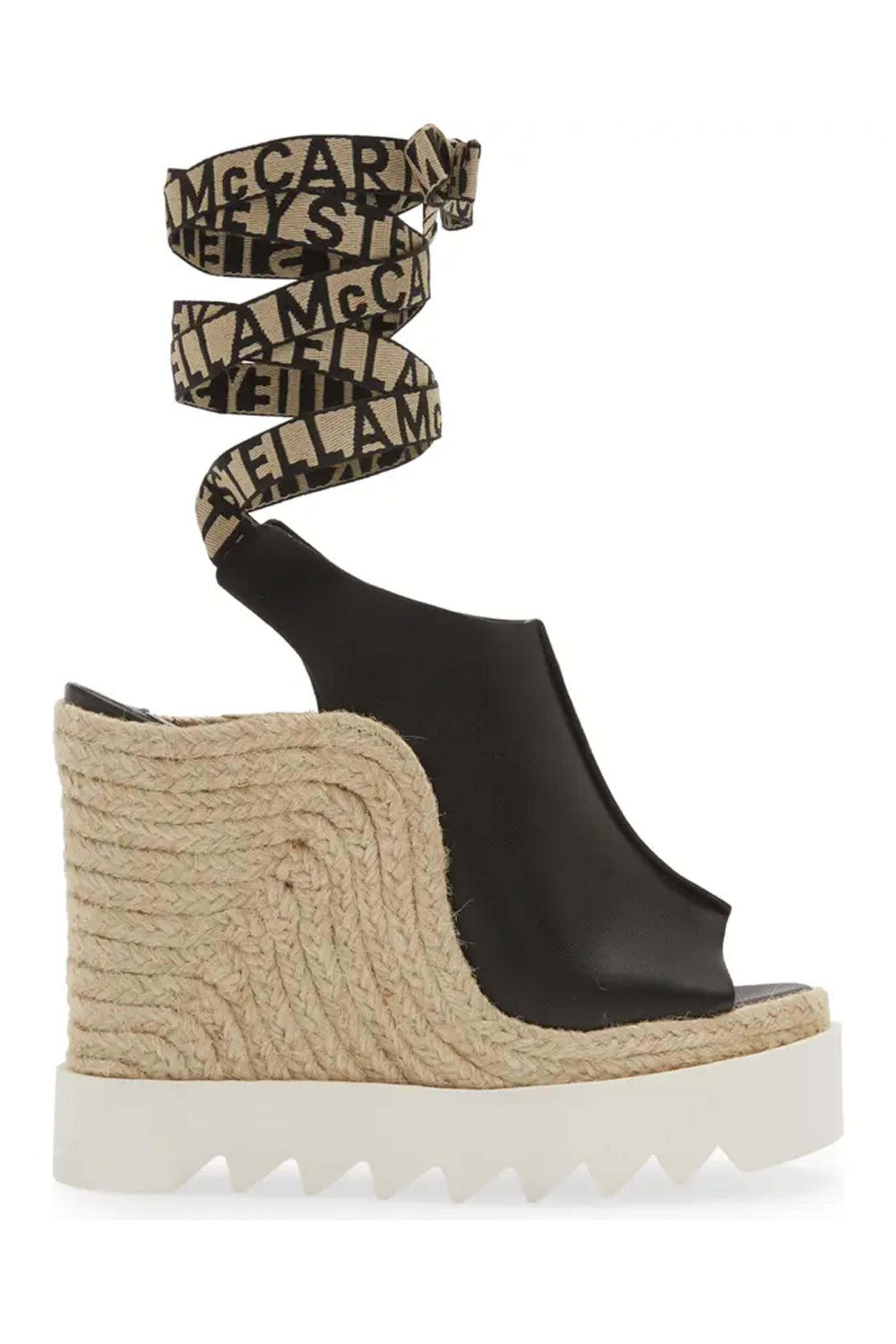 Stella McCartney - Gaia Faux Leather Wedge Sandal in Black