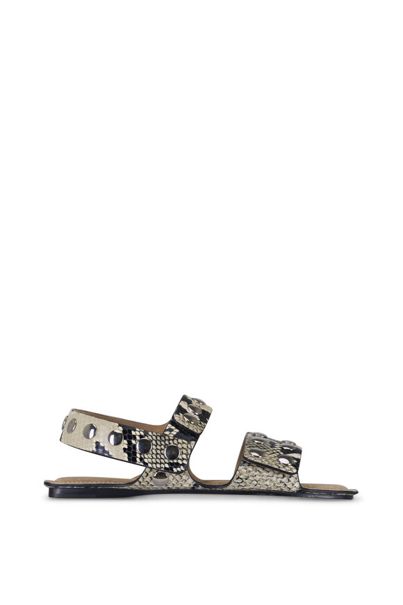 Khaite Boden Neutral & Silver Leather Studded Sandal - view 4