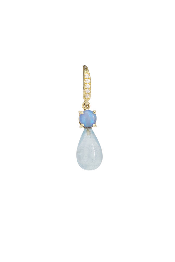 Lauren K 18k Yellow Gold Aquamarine Drop Earring - view 2