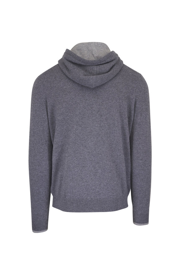 Fedeli Davis Gray Cashmere Full Zip Hoodie - view 2