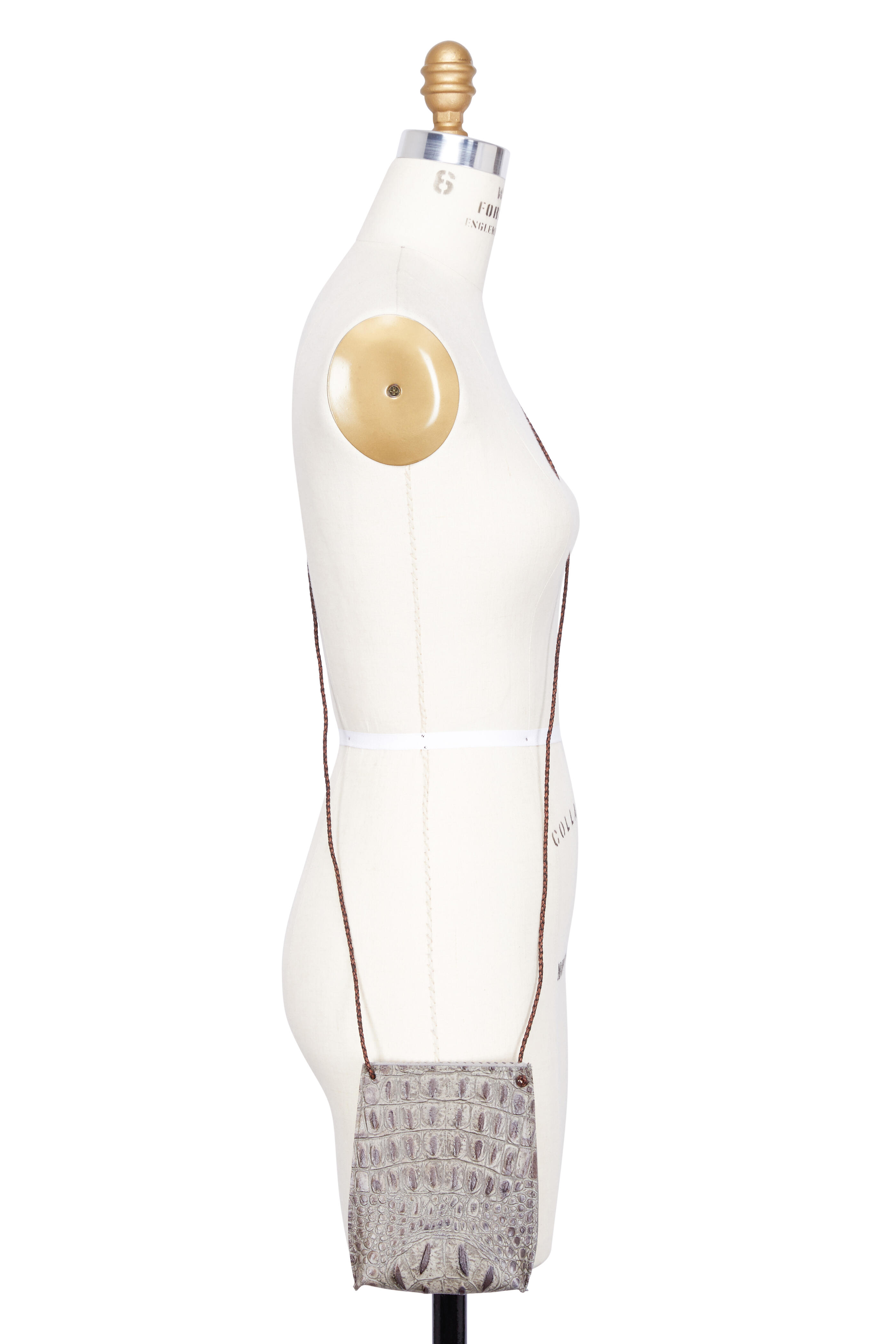 B May Bags - Smokey Gray Embossed Crocodile Cell Pouch