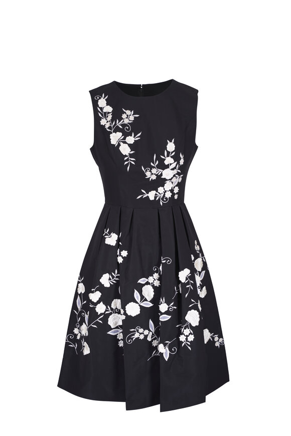 Carolina Herrera Black & White Floral Embellished Dress