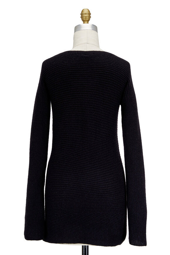 The Row - Enata Black Slim Ribbed Cashmere Sweater
