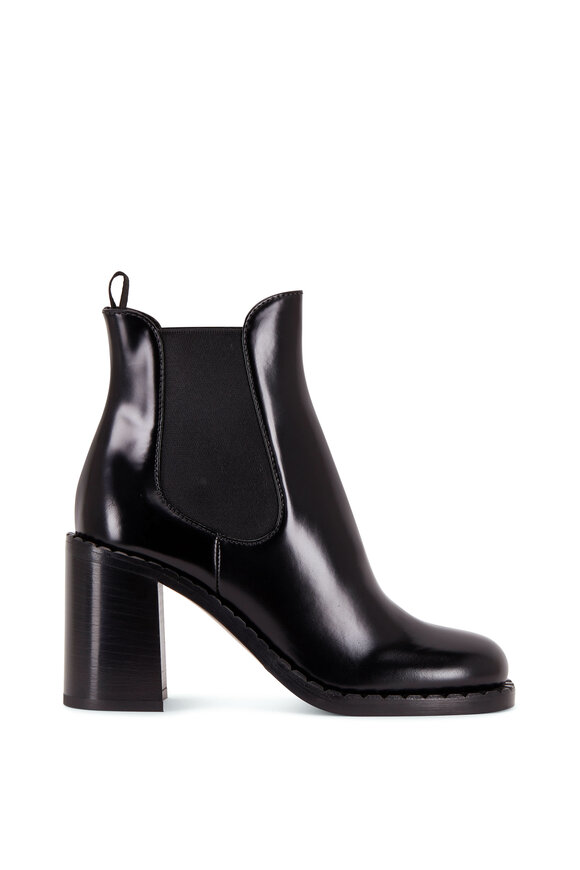 Prada - Black Leather Chunky Heel Boot, 85mm